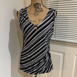 WHBM sleeveless stripped black and white top size M